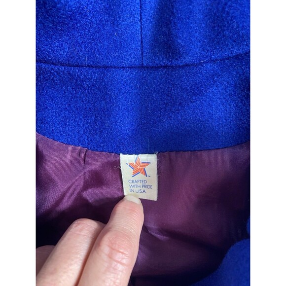Vintage 80s Wool Blue Button Up Overcoat Mid Length Made In USA Women’s Xs - Picture 4 of 8
